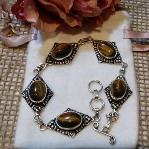 🐅One-of-a-kind Tiger's Eye RARE 925 Bracelet🐅